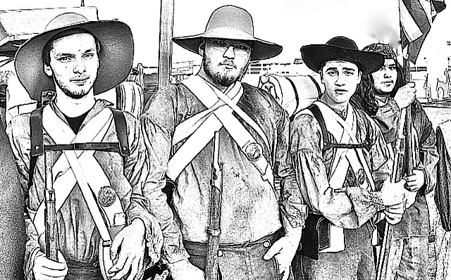 Local youth dressed to re-enact the march of the Mormon Battalion